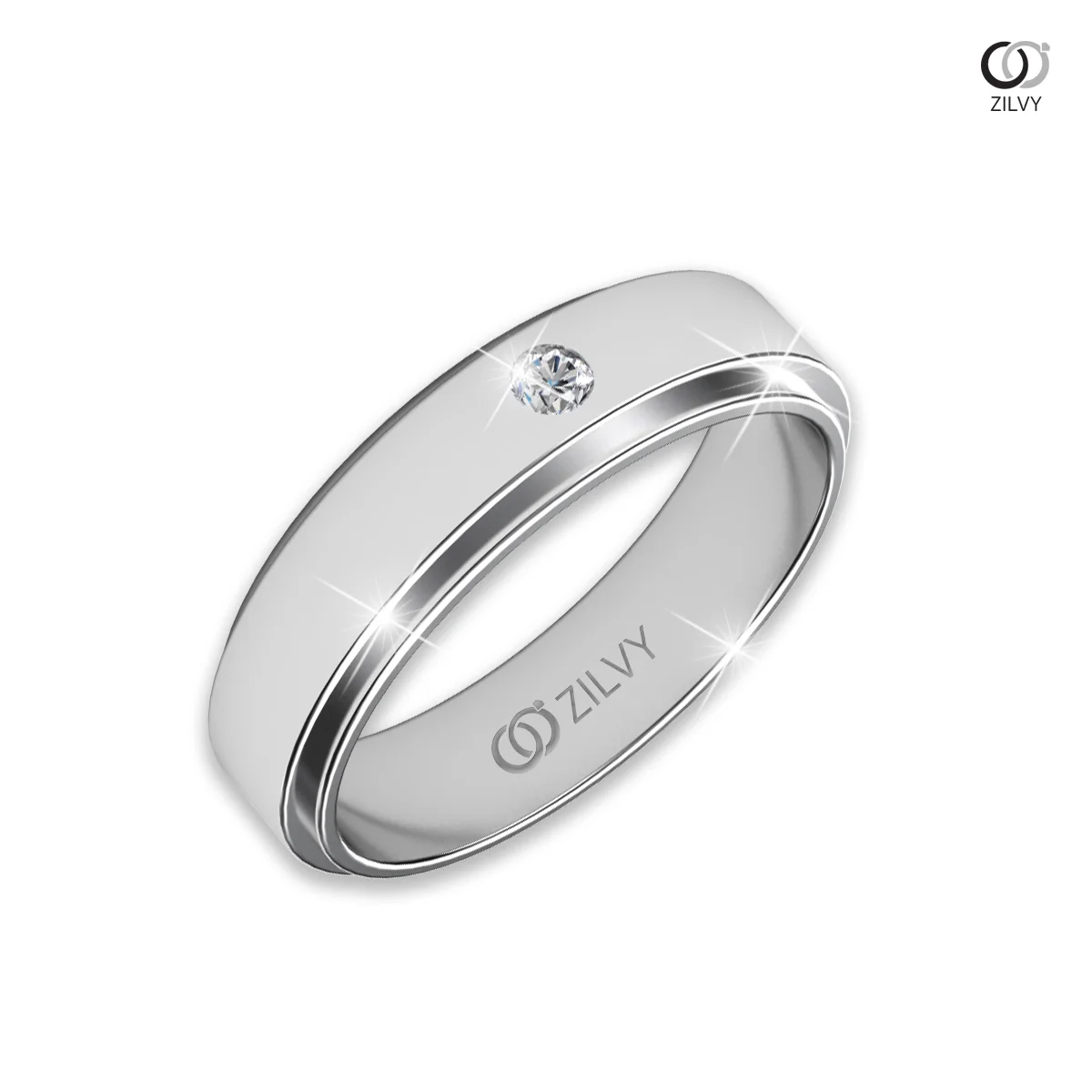 แหวนเพชรผู้ชาย Sterling Solitaire