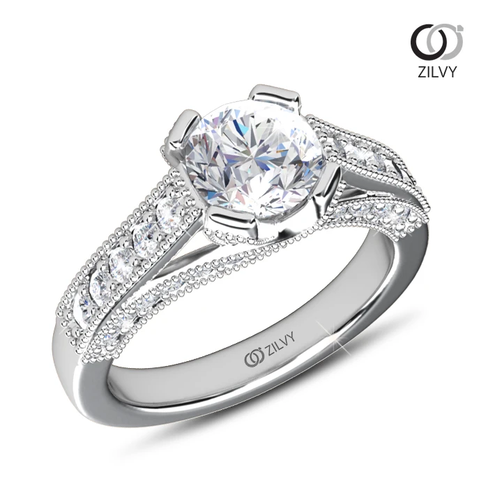 แหวนเพชร Pearl Flanked