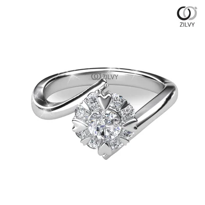 แหวนเพชรผู้หญิง รุ่น GR614 - มุมบน